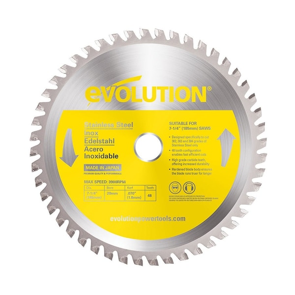 7-1/4" Stainless Steel Cutting Blade, 20mm Arbor